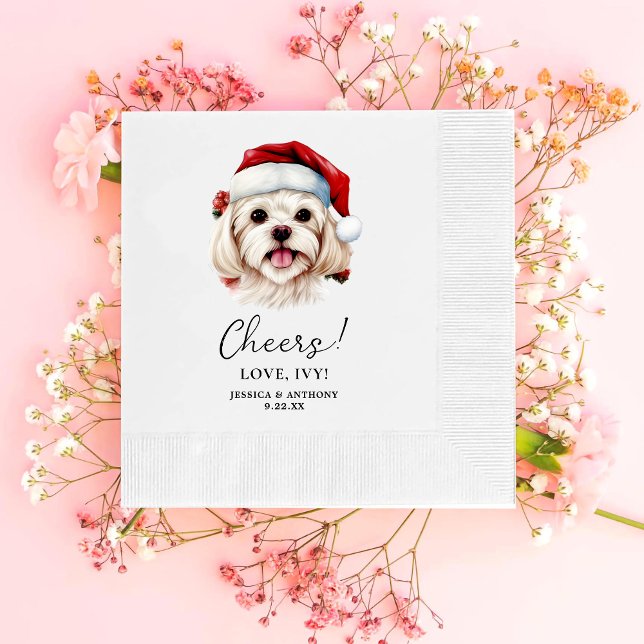 Servilleta De Papel Alegres personalizados de perros malteses navidade (Subido por el creador)