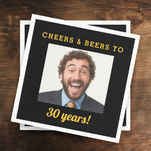 Servilleta De Papel Alegres y cervezas de 30 años foto de cumpleaños
