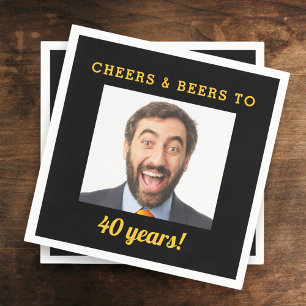 Servilleta De Papel Alegres y cervezas de 40 años foto de cumpleaños