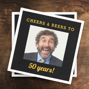 Servilleta De Papel Alegres y cervezas de 50 años foto de cumpleaños