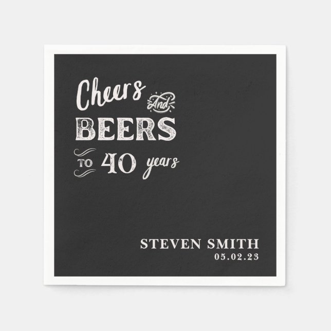 Servilleta De Papel Alegres y cervezas negras Graciosos 40 años (Anverso)