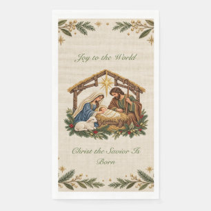 Servilleta De Papel Alegría al Mundo Bordado Mira Natividad Navidad