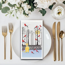 Alegría de invierno - Gato con cardenales de Birch