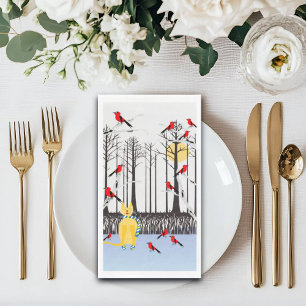 Servilleta De Papel Alegría de invierno - Gato con cardenales de Birch