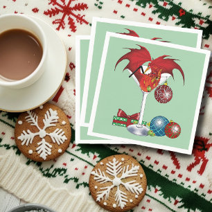 Servilleta De Papel Alegría de la Fiesta de Navidad Cóctel Dragón Rojo
