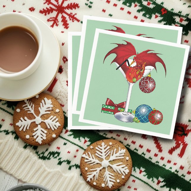 Servilleta De Papel Alegría de la Fiesta de Navidad Cóctel Dragón Rojo (Subido por el creador)