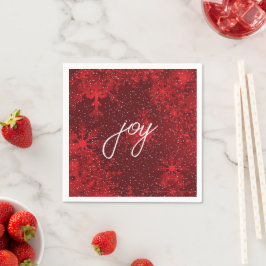 Servilleta De Papel Alegría de Navidad Copos de nieve rojos que caen N