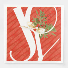 Servilleta De Papel Alegría de Navidad de Patrón Rojo