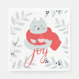 Servilleta De Papel Alegría. Navidades de pelo gato / animal feriado d