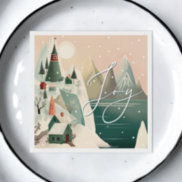 Servilleta De Papel Alegría. Navidades paisaje montañoso de invierno