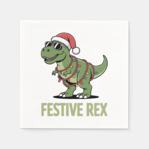 Servilleta De Papel Alegría Navideña del Dinosaurio Rex Festivo 