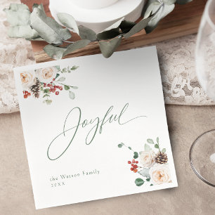 Servilleta De Papel Alegría Navideña Floral Festiva Elegante