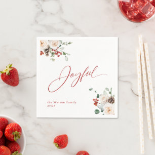 Servilleta De Papel Alegría Navideña Floral Festiva Elegante