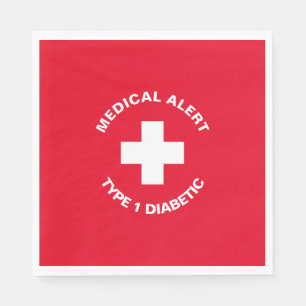 Servilleta De Papel Alerta Médica Personalizada Diabético Rojo