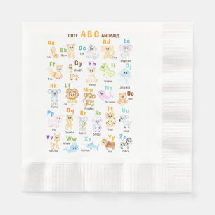Servilleta De Papel Alfabeto Animal ABC Animales lindos 