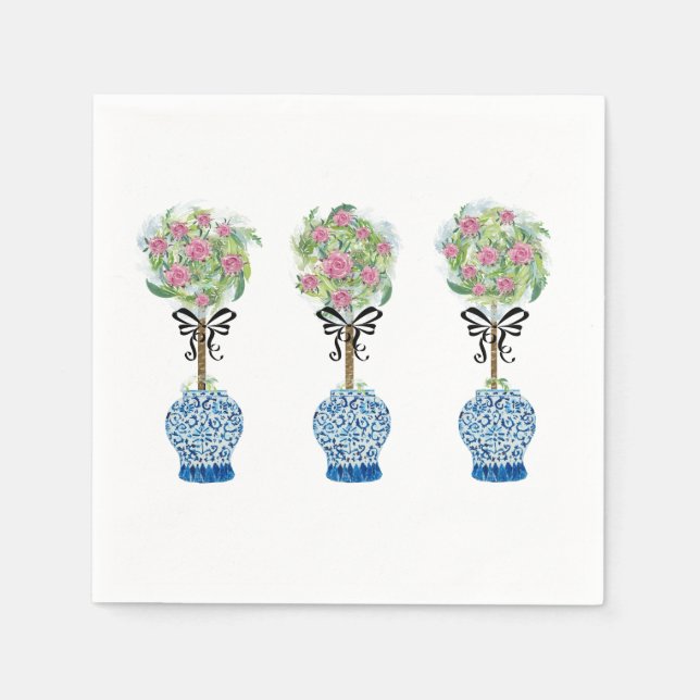 Servilleta De Papel Alfombra de jar de jengibre azul y blanco topioso (Anverso)