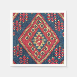 Servilleta De Papel Alfombra Turca Kilim Tapete Antiguo Rojo Azul
