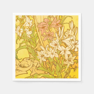 Servilleta De Papel Alfonse Mucha Flores de lirio Art Nouveau