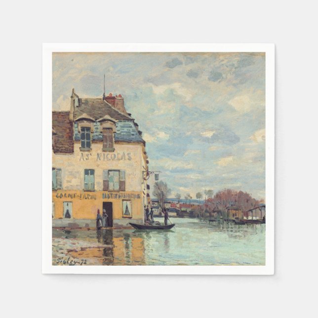 Servilleta De Papel Alfred Sisley - Inundación en Port-Marly 1872 (Anverso)