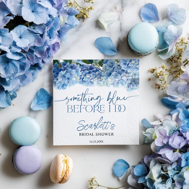 Servilleta De Papel Algo Azul Antes de Hacerlo Hydrangea Azul Nupcial (Something Blue Before I Do Blue Hydrangea Bridal Napkins)
