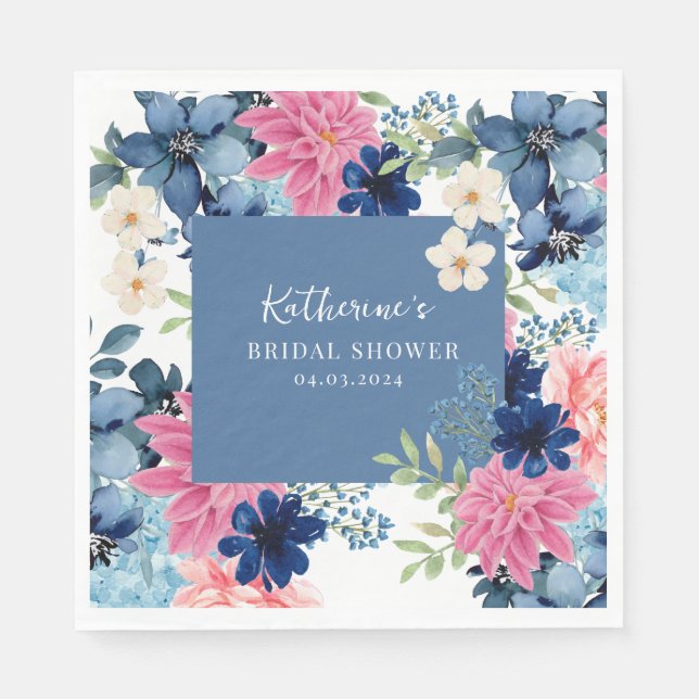 Servilleta De Papel Algo azul antes de la ducha nupcial de bienvenida  (Anverso)