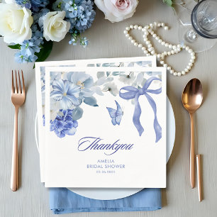 Servilleta De Papel Algo azul floral bridal shower azul y blanco