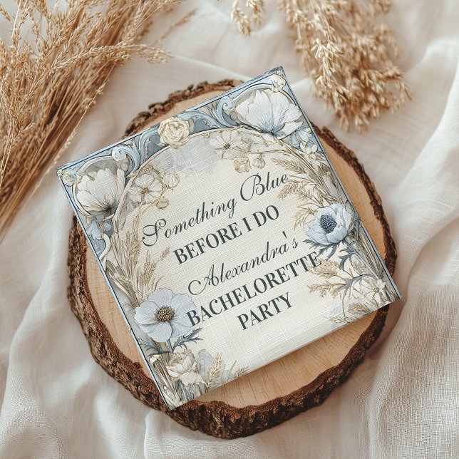 Servilleta De Papel Algo Azul Floral de Invierno Despedida de Soltera (Subido por el creador)