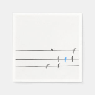 Servilleta De Papel Algo Azul   Pintura Del Cielo De Pájaro Simplista