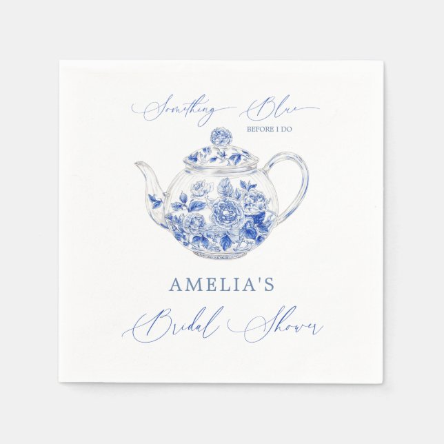 Servilleta De Papel Algo Blue Bridal Shower Toile (Anverso)