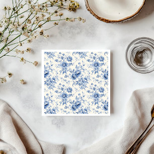 Servilleta De Papel Algo de Blue Floral French Toile Chinoiserie