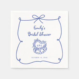 Servilleta De Papel Algo De La Mano Azul Dibujó Un Pastel De Fantasma