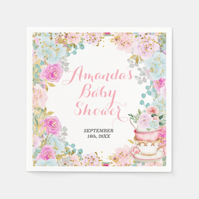 Servilleta De Papel Algo dulce es preparar Baby Shower Fiesta de té (Anverso)