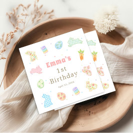 Servilleta De Papel Algún conejito cumple un año de cumpleaños pastel