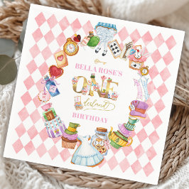 Servilleta De Papel Alice in Wonderland 1st birthday Pink 