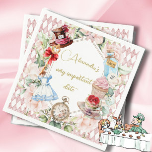 Servilleta De Papel Alice In Wonderland Tema Floral Pink Personal