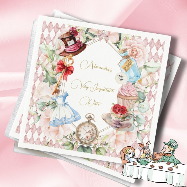 Servilleta De Papel Alice In Wonderland Tema Floral Pink Personal (Subido por el creador)