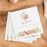 Servilleta De Papel ALICE Rubor Floral Birthday Tea Fiesta Brunch Pape<br><div class="desc">Esta servilleta de fiesta de té de cumpleaños tiene flores de agua de primavera y un set de té precioso. Esta servilleta de papel es perfecta para su desayuno o brunch de cumpleaños.</div>