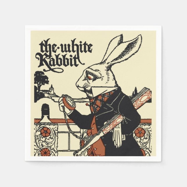 Servilleta De Papel Alice White Rabbit Classic (Anverso)