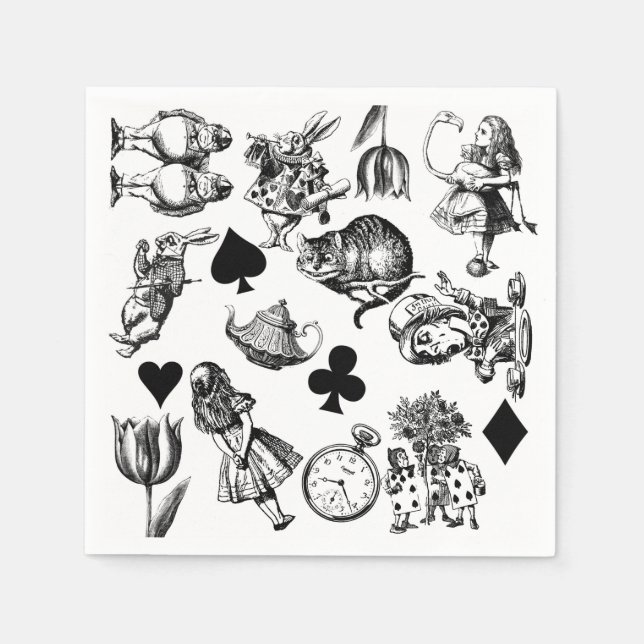 Servilleta De Papel Alice White Rabbit Wonderland Classic (Anverso)