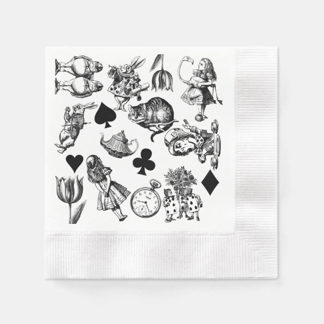 Servilleta De Papel Alice White Rabbit Wonderland Classic (Anverso)