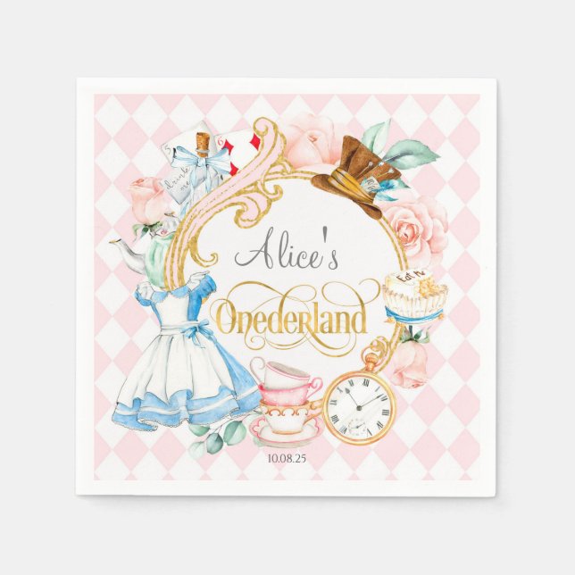 Servilleta De Papel Alice Wonderland Tea Fiesta, Chica primer cumpleañ (Anverso)