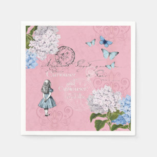 Servilleta De Papel Alicia con toallas de papel azul rosado floral en