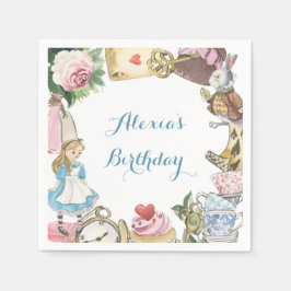 Servilleta De Papel Alicia en margarita acuarela de maravilla
