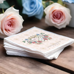 Servilleta De Papel Alicia vintage en Monograma de Corazón de la Coron