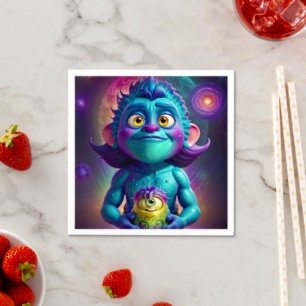 Servilleta De Papel Alien espacial y amigo