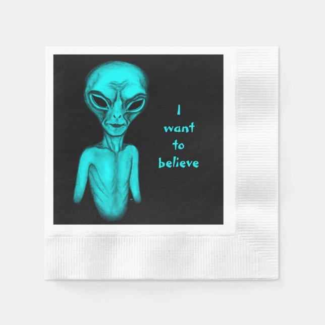 Servilleta De Papel Alien, quiero creer (Anverso)