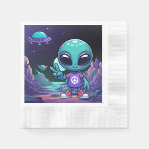Servilleta De Papel Alien y barco espacial por la paz