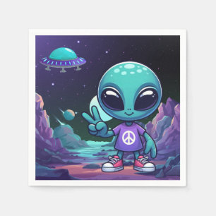 Servilleta De Papel Alien y barco espacial por la paz