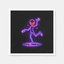 Servilleta De Papel Alienígena de dibujos animados bailando entre pequ