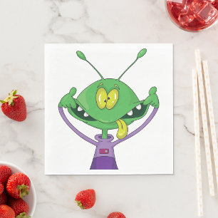 Servilleta De Papel Alienígena Verde Divertido Haciendo Cara Tonta